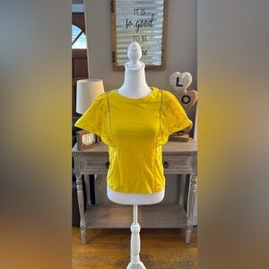 NWT Banana Republic Yellow Ruffled Fitted Blouse